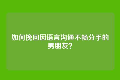 如何挽回因语言沟通不畅分手的男朋友？