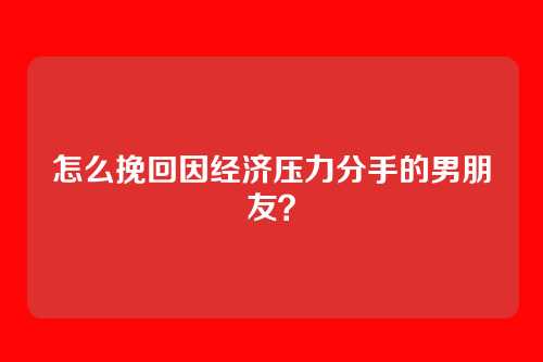 怎么挽回因经济压力分手的男朋友？