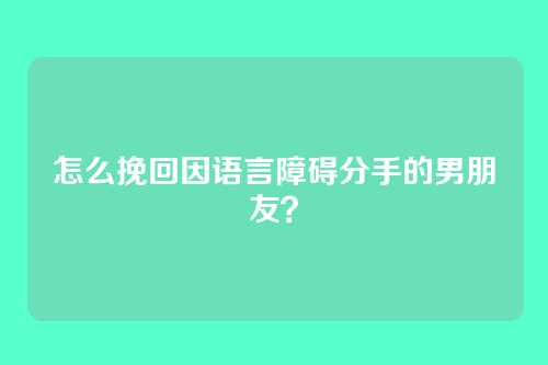怎么挽回因语言障碍分手的男朋友？