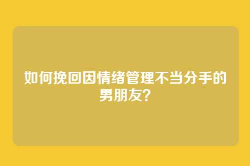 如何挽回因情绪管理不当分手的男朋友？