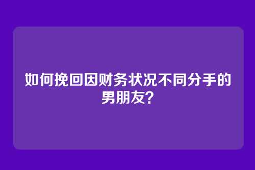 如何挽回因财务状况不同分手的男朋友？