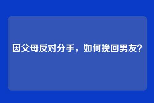 因父母反对分手，如何挽回男友？