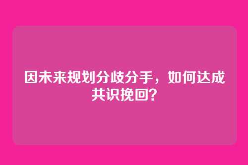 因未来规划分歧分手，如何达成共识挽回？