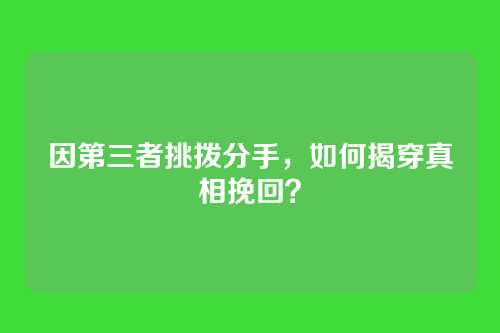 因第三者挑拨分手，如何揭穿真相挽回？