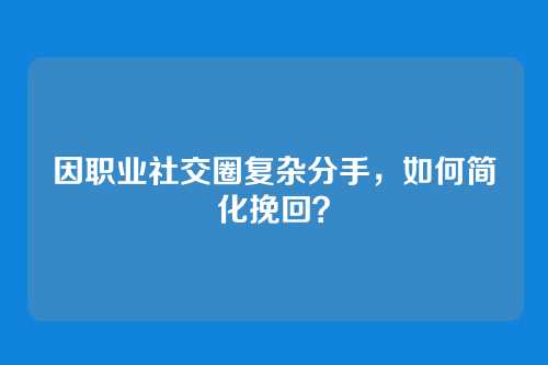因职业社交圈复杂分手，如何简化挽回？