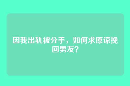 因我出轨被分手，如何求原谅挽回男友？