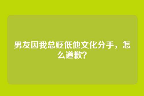男友因我总贬低他文化分手，怎么道歉？