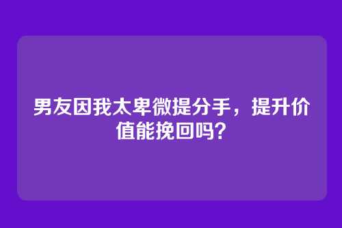 男友因我太卑微提分手，提升价值能挽回吗？
