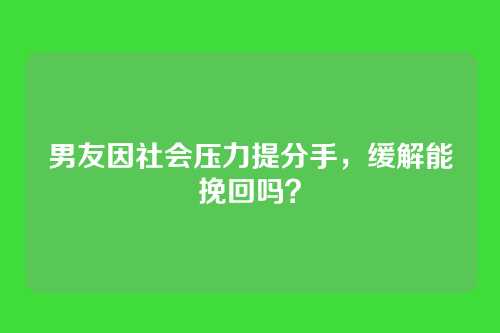 男友因社会压力提分手，缓解能挽回吗？