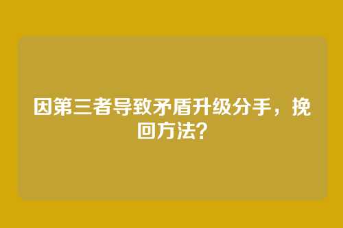 因第三者导致矛盾升级分手，挽回方法？