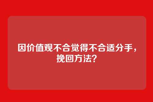 因价值观不合觉得不合适分手，挽回方法？