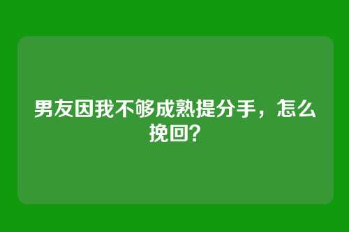 男友因我不够成熟提分手，怎么挽回？