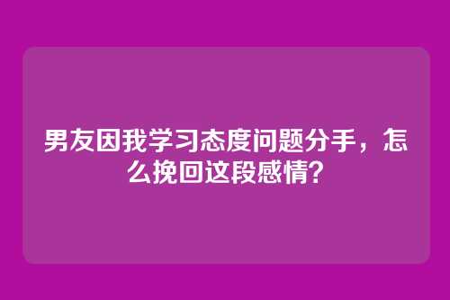 男友因我学习态度问题分手，怎么挽回这段感情？