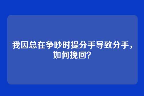 我因总在争吵时提分手导致分手，如何挽回？
