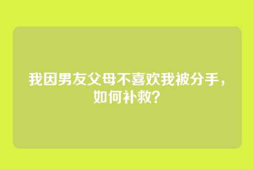 我因男友父母不喜欢我被分手，如何补救？