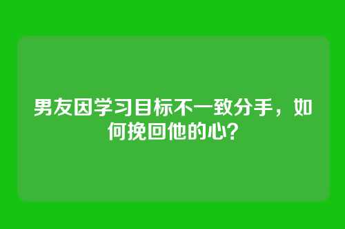 男友因学习目标不一致分手，如何挽回他的心？