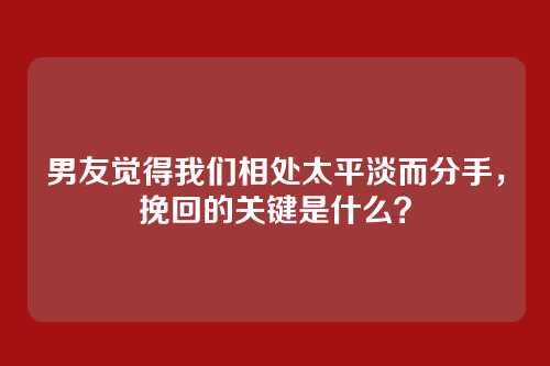 男友觉得我们相处太平淡而分手，挽回的关键是什么？