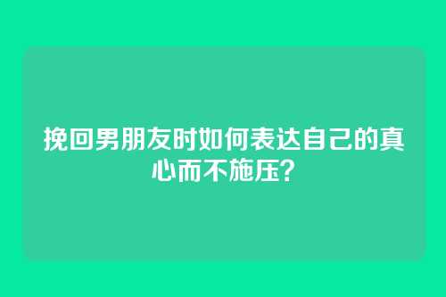 挽回男朋友时如何表达自己的真心而不施压？