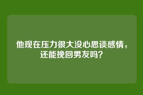 他现在压力很大没心思谈感情，还能挽回男友吗？
