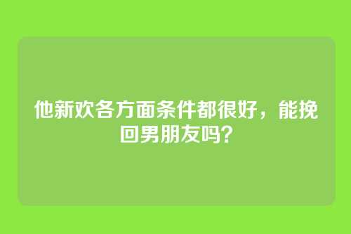 他新欢各方面条件都很好，能挽回男朋友吗？