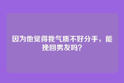 因为他觉得我气质不好分手，能挽回男友吗？