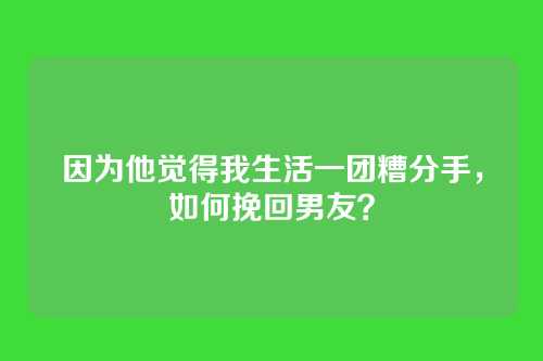 因为他觉得我生活一团糟分手，如何挽回男友？