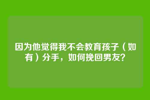 因为他觉得我不会教育孩子(如有)分手,如何挽回男友?