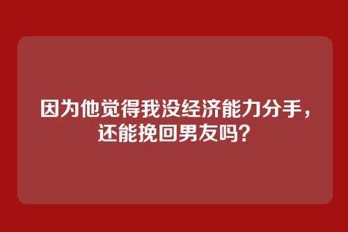 因为他觉得我没经济能力分手，还能挽回男友吗？