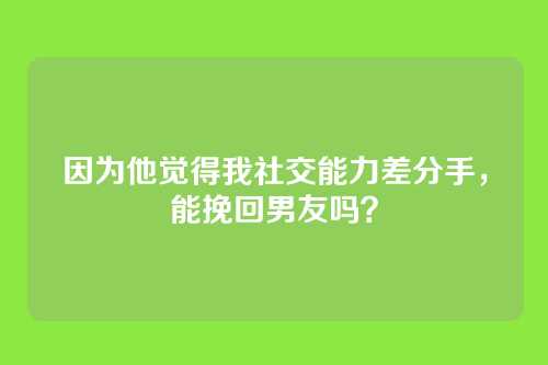 因为他觉得我社交能力差分手，能挽回男友吗？