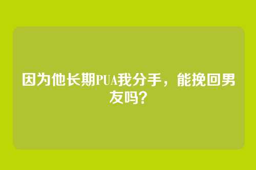 因为他长期PUA我分手，能挽回男友吗？