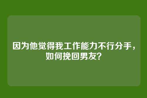 因为他觉得我工作能力不行分手，如何挽回男友？