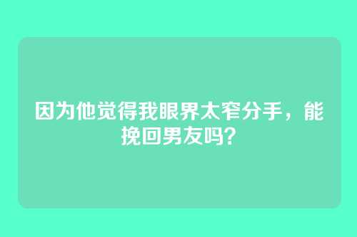 因为他觉得我眼界太窄分手，能挽回男友吗？