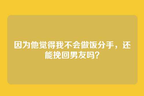因为他觉得我不会做饭分手，还能挽回男友吗？
