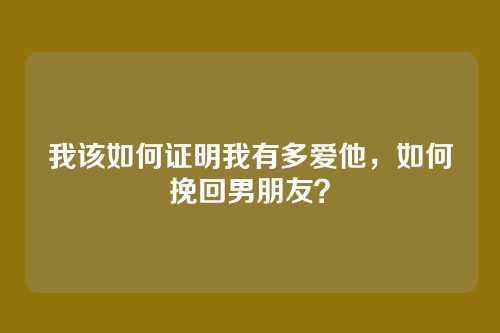 我该如何证明我有多爱他，如何挽回男朋友？