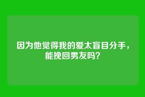 因为他觉得我的爱太盲目分手，能挽回男友吗？