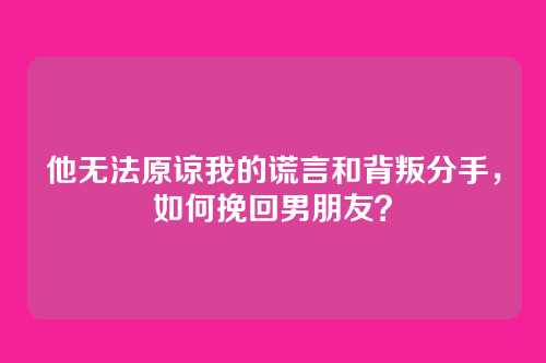 他无法原谅我的谎言和背叛分手，如何挽回男朋友？