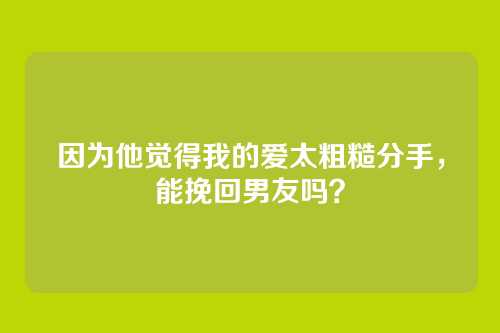 因为他觉得我的爱太粗糙分手，能挽回男友吗？