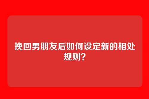 挽回男朋友后如何设定新的相处规则？