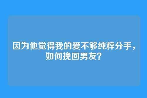 因为他觉得我的爱不够纯粹分手,如何挽回男友?