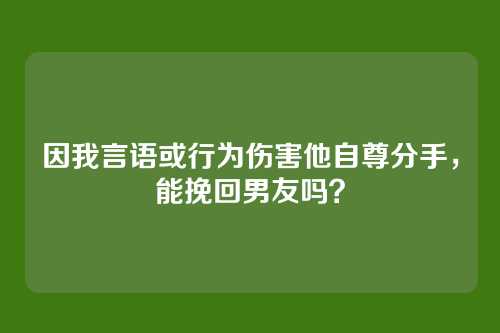 因我言语或行为伤害他自尊分手，能挽回男友吗？