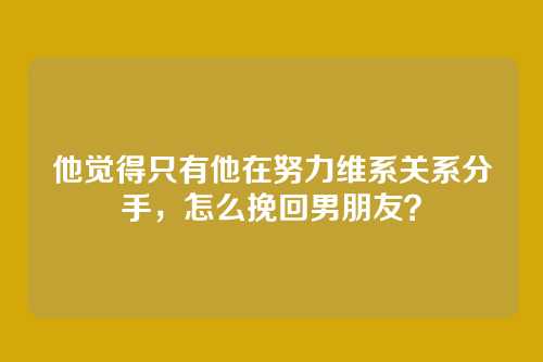 他觉得只有他在努力维系关系分手，怎么挽回男朋友？
