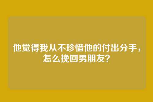 他觉得我从不珍惜他的付出分手，怎么挽回男朋友？