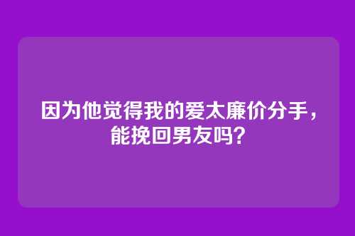 因为他觉得我的爱太廉价分手，能挽回男友吗？