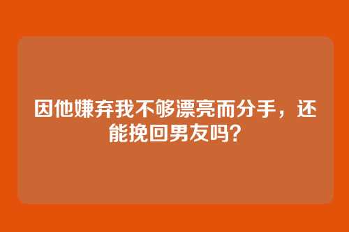 因他嫌弃我不够漂亮而分手，还能挽回男友吗？