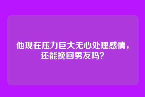 他现在压力巨大无心处理感情，还能挽回男友吗？