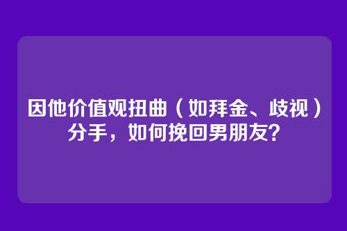 因他价值观扭曲（如拜金、歧视）分手，如何挽回男朋友？