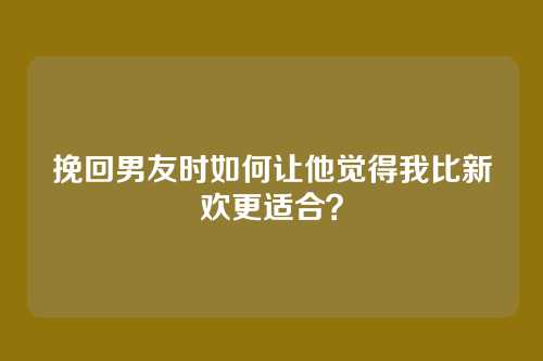 挽回男友时如何让他觉得我比新欢更适合？
