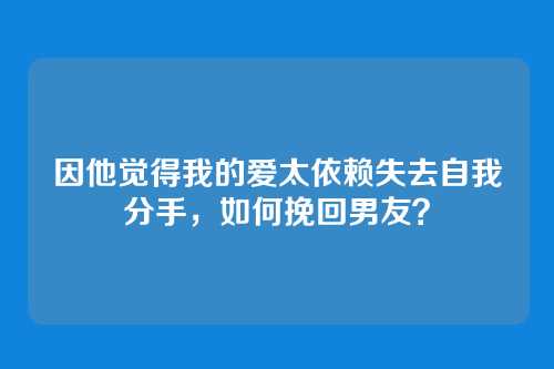 因他觉得我的爱太依赖失去自我分手，如何挽回男友？