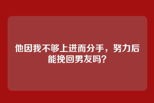 他因我不够上进而分手，努力后能挽回男友吗？
