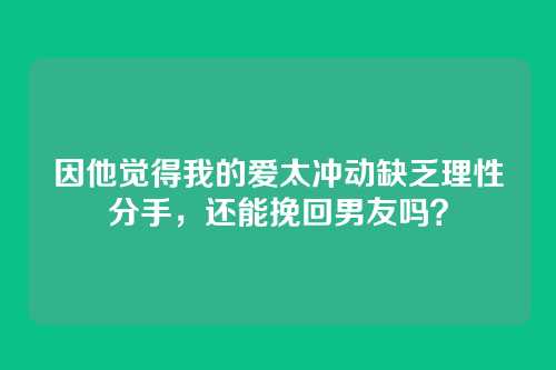 因他觉得我的爱太冲动缺乏理性分手，还能挽回男友吗？